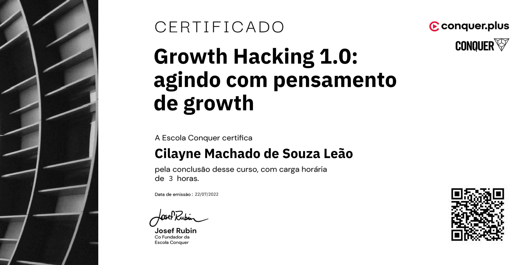 Certificado de Growth Hacking 1.0: agindo com pensamento de growth